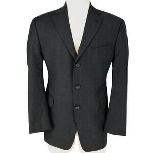 Arnold Brant Sport Coat Mens 43R Wool Cashmere Charcoal Gray Plaid Jacket